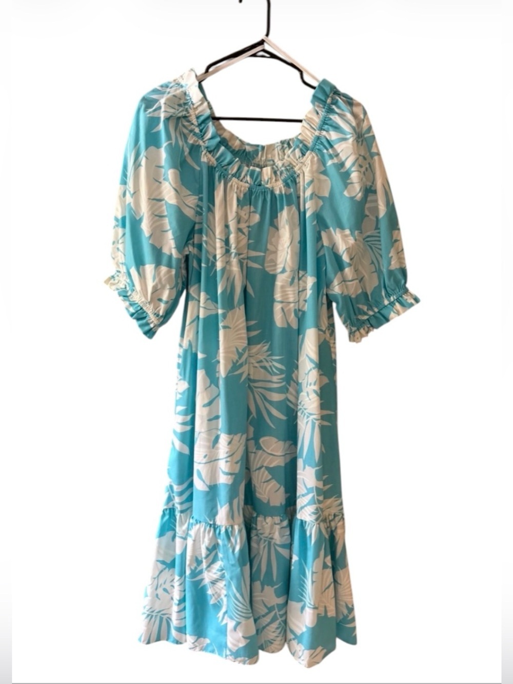 NOS Hilo Hattie Tropical Print Hawaiian Shirt - White & Aqua Size XL Vintage